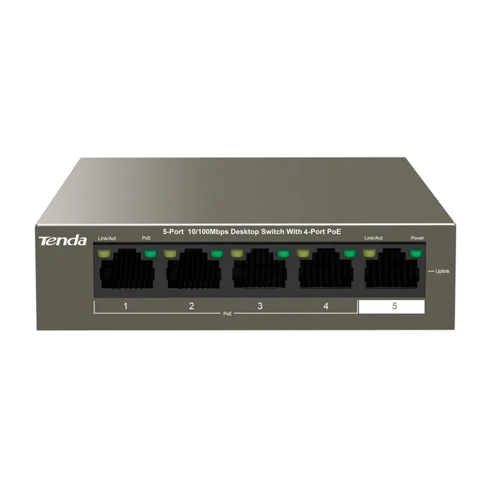 Tenda TEF1105P-4-63W | 5-Port 10/100Mbps Desktop Switch with 4-Port PoE Refurbished - Tenda refurbished available on Gotodirect