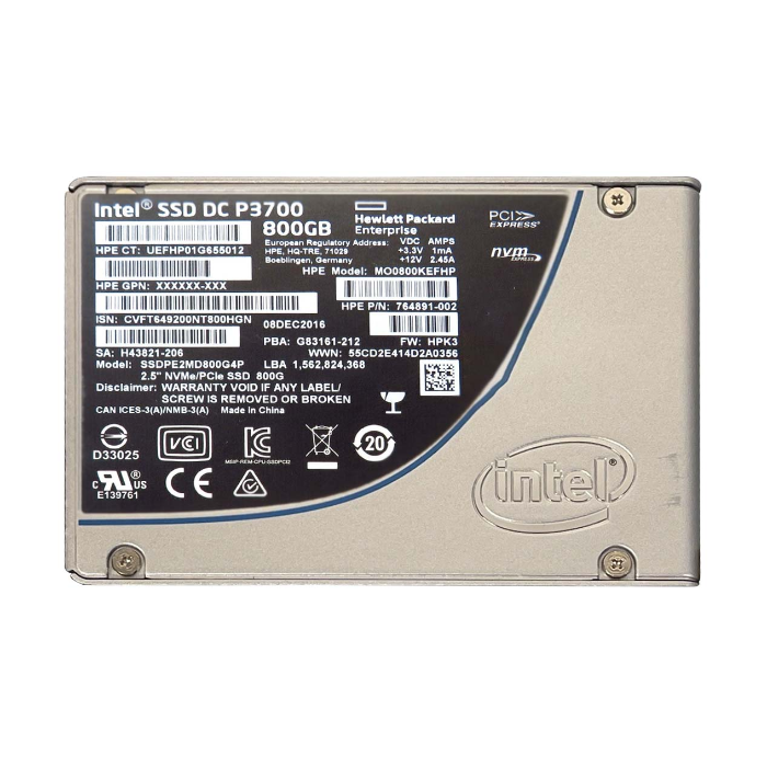 HP MO0800KEFHP | 800GB Multi-Level Cell PCI Express NVMe Hot-Pluggable Solid State Drive for 	Proliant Refurbished - Hewlett-Packard (ou HP en abrégé) refurbished available on Gotodirect
