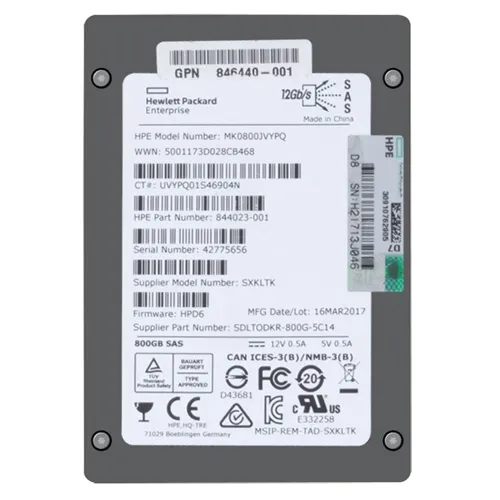HP MK0800JVYPQ | 800GB Multi-Level Cell SAS 12Gb/s Mixed Use Hot Swappable 2.5-Inch Enterprise Solid State Drive Refurbished - Hewlett-Packard (ou HP en abrégé) refurbished available on Gotodirect