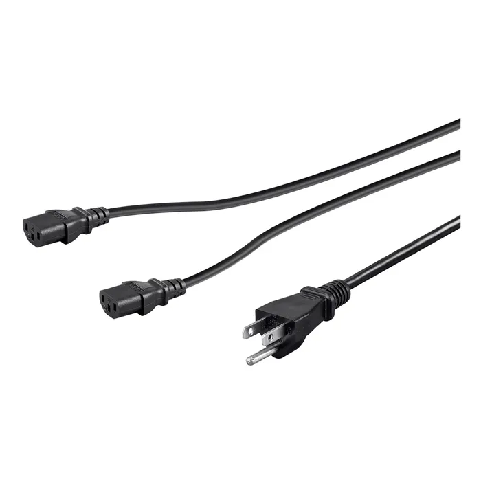 Monoprice 41091 | Power Cord Splitter NEMA 5-15P to 2x IEC 60320 C13 16AWG 13A/1625W SJT Black 3ft Refurbished -  refurbished available on Gotodirect