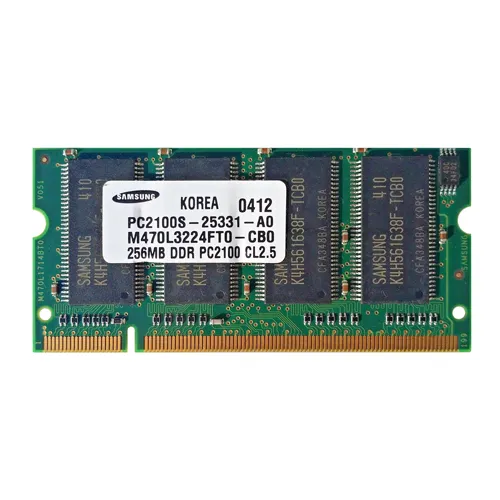 Samsung M470L3224FT0-CB0 | 256MB DDR-266MHz PC-2100 Non-ECC Unbuffered SODIMM CL2.5 2Rx16 2.5V 200-Pin Memory Module Refurbished - Samsung refurbished available on Gotodirect