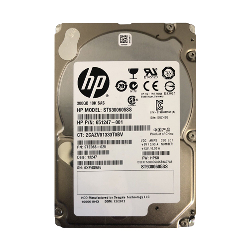 HP 651247-001 | 300GB 10000RPM SAS 6Gb/s 64MB Cache SFF 2.5-inch Hard Drive Refurbished - Hewlett-Packard (ou HP en abrégé) refurbished available on Gotodirect