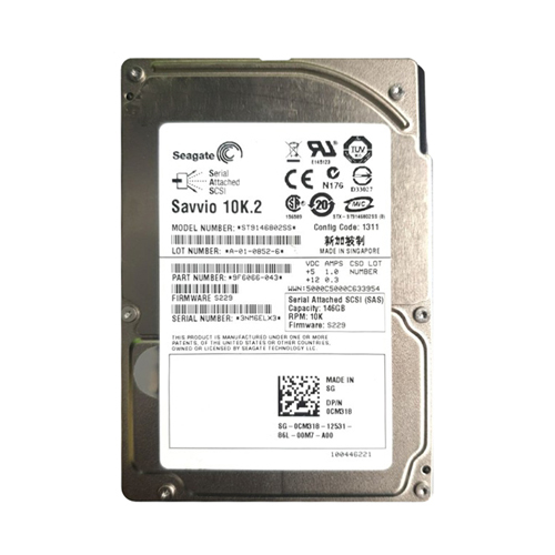 Dell CM318 | 146GB 10000RPM SAS 3Gb/s Hot-Pluggable Single Port 2.5-Inch Hard Drive for PowerEdge Server & PowerVault Storage Array Refurbished - Dell refurbished available on Gotodirect