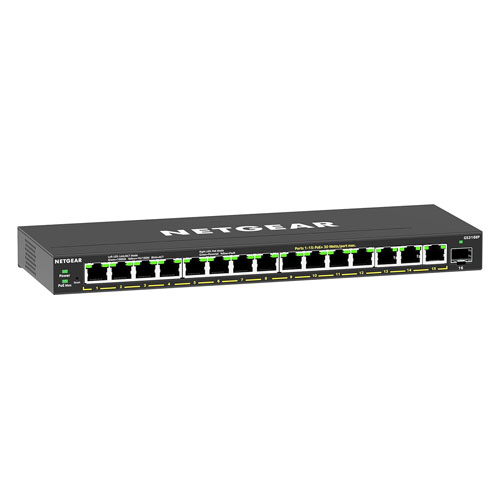 Netgear GS316EP-100NAS | 15 x Ports PoE+ 10/100/1000Base-T + 1 x SFP Port Layer 3 Managed Desktop Gigabit Ethernet Network Switch Refurbished - Netgear refurbished available on Gotodirect
