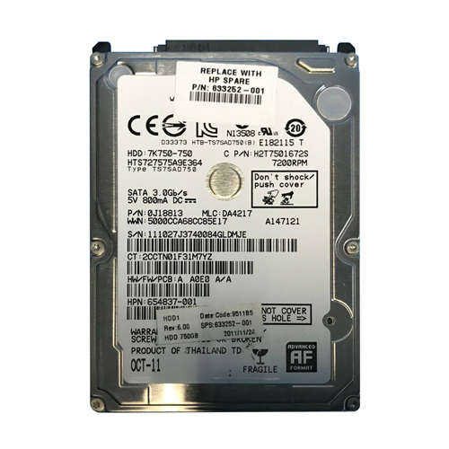 HP 654837-001 | 750GB 7200RPM SATA 3Gb/s 16MB Cache 3.5-inch Hard Drive Refurbished - Hewlett-Packard (ou HP en abrégé) refurbished available on Gotodirect