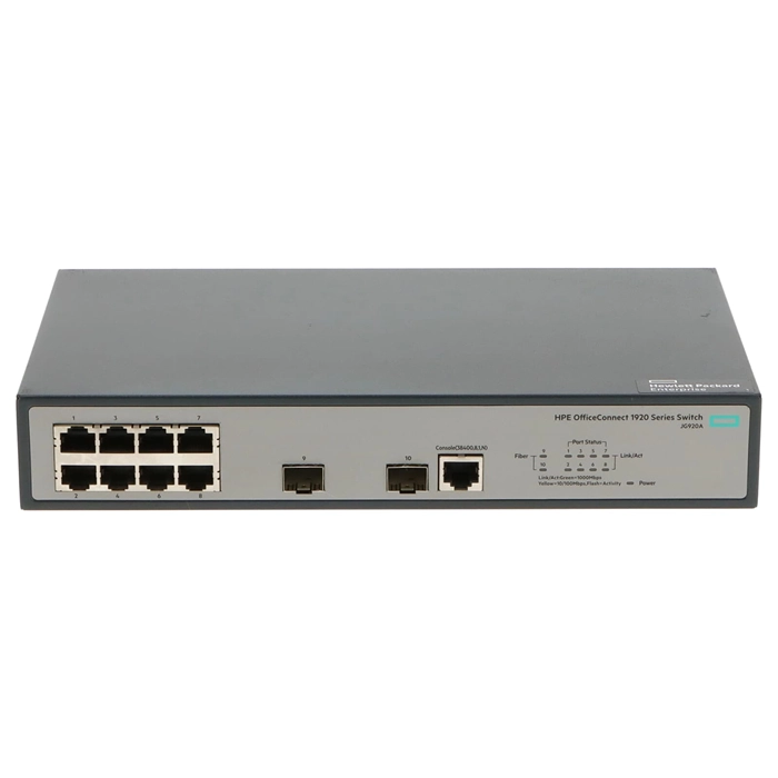 HP JG920A#ABA | OfficeConnect 1920 Series 1920-8G 8 x RJ-45 10/100/1000Base-T and 2 x SFP (mini-GBIC) Ports Layer 3 Managed Gigabit Ethernet Network Switch Refurbished - Hewlett-Packard (ou HP en abrégé) refurbished available on Gotodirect