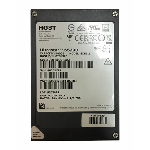HGST 0TS1375 | Ultrastar DC SS200 Series 400GB Multi-Level Cell SAS 12Gb/s 512e Mixed Use (SE) 2.5-Inch Solid State Drive Refurbished - HGST (a subsidiary of Western Digital) refurbished available on Gotodirect