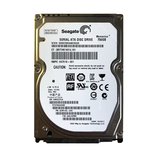 HP 647518-001 | 750GB 5400RPM SATA 3Gb/s 8MB Cache 2.5-inch Hard Drive Refurbished - Hewlett-Packard (ou HP en abrégé) refurbished available on Gotodirect