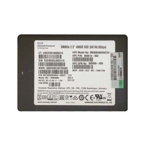 HP 866614-002 | 480GB SATA 6Gb/s Hot-Pluggable Mixed Use 2.5-Inch Enterprise Solid State Drive for ProLiant Server and Storage Array Refurbished - Hewlett-Packard (ou HP en abrégé) refurbished available on Gotodirect