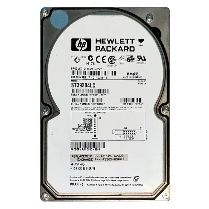 HP A5505-67003 | 9.1GB 10000RPM Ultra-2 Wide SCSI Hot-Pluggable (LVD) 80-Pin 3.5-Inch Hard Drive Refurbished - Hewlett-Packard (ou HP en abrégé) refurbished available on Gotodirect
