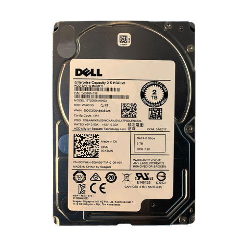 Dell 0CK3MN | 2TB 7200RPM SATA 6Gb/s Hot-Pluggable 2.5-Inch Hard Drive for PowerEdge Server & PowerVault Storage Array Refurbished - Dell refurbished available on Gotodirect