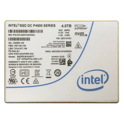 Intel SSDPE2KX040T701 | DC P4500 4TB Triple-Level Cell PCI Express 3.1 x4 NVMe 2.5-Inch Solid State Drive Refurbished - Intel refurbished available on Gotodirect
