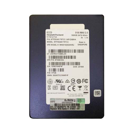 HP 870668-004 | 1.92TB Multi-Level Cell SATA 6Gb/s Hot Swappable Mixed Use SFF 2.5-Inch Solid State Drive Refurbished - Hewlett-Packard (ou HP en abrégé) refurbished available on Gotodirect