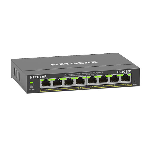 Netgear GS308EP-100NAS | 8 x Ports PoE+ 10/100/1000Base-T Layer 2 Managed Desktop Gigabit Ethernet Network Switch Refurbished - Netgear refurbished available on Gotodirect