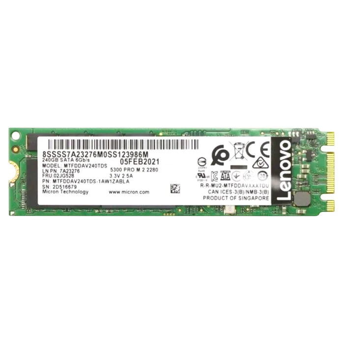 Lenovo 02JG528 | 240GB SATA 6GB/s M.2 5300 Non-Hot Swap Internal Solid State Drive Refurbished - Lenovo refurbished available on Gotodirect