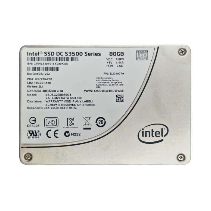 Intel G67236-200 | 80GB Multi-Level Cell SATA 6Gb/s 3.5-Inch Solid State Drive Refurbished - Intel refurbished available on Gotodirect