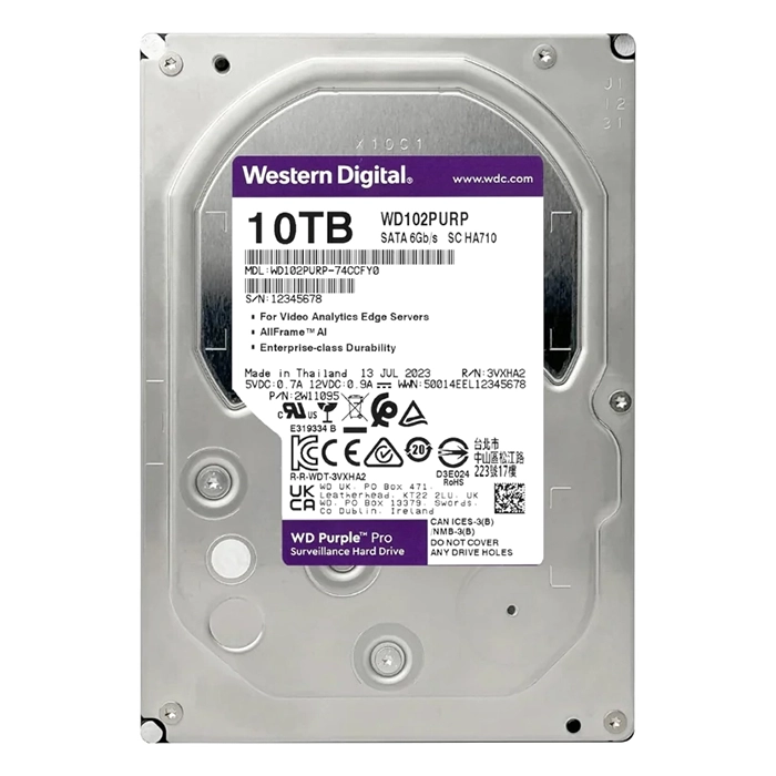 Western Digital WD102PURP | Purple Pro Air 10TB 3.5-inch 6GB/s SATA 7200RPM 512MB Cache Surveillance Hard Drive Refurbished - Western Digital refurbished available on Gotodirect