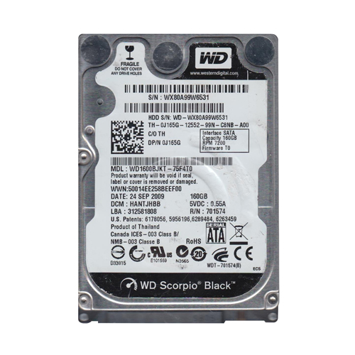 Dell 0J165G | 160GB 7200RPM SATA 3Gb/s 16MB Cache 2.5-Inch Hard Drive Refurbished - Dell refurbished available on Gotodirect