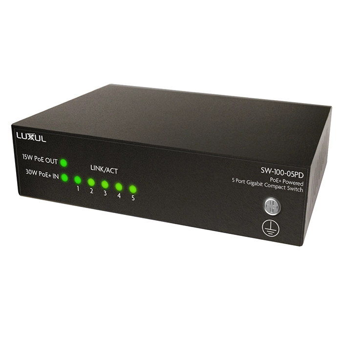 Luxul SW-100-05PD | 5-Ports Unmanaged PoE+ Switch With POE Passthrough Refurbished -  refurbished available on Gotodirect