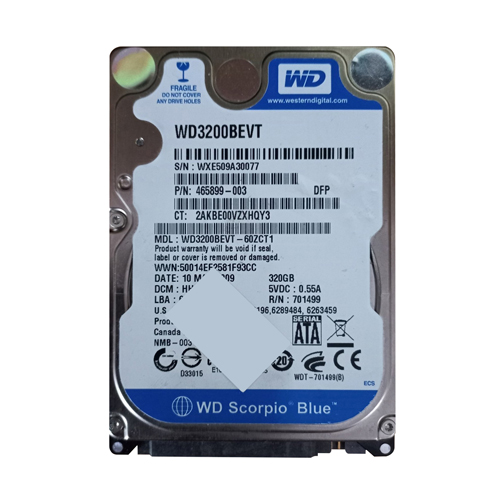 HP 465899-003 | 320GB 5400RPM SATA 3Gb/s 8MB Cache 2.5-inch Hard Drive Refurbished - Hewlett-Packard (ou HP en abrégé) refurbished available on Gotodirect