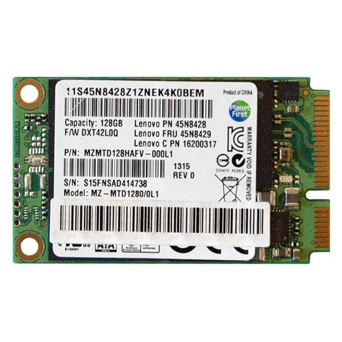 Lenovo 45N8428 | 128GB Triple-Level Cell SATA 6Gb/s mSATA Solid State Drive Refurbished - Lenovo refurbished available on Gotodirect
