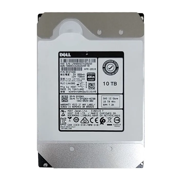 Dell YG2KH | 10TB 7200RPM SAS 12Gb/s Hot-Pluggable (4Kn) 3.5-Inch Hard Drive for PowerEdge Server Refurbished - Dell refurbished available on Gotodirect
