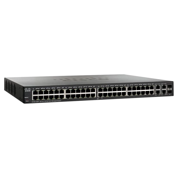 Cisco SF300-48PP-K9NA-RF | Small Business 300 Series SF300-48PP 48 x Ports PoE+ 10/100Base-T + 2 x Ports SFP + 2 x Ports Combo SFP (Mini-GBIC) Layer 3 Managed Fast Ethernet Network Switch Refurbished - Cisco Systems Inc. refurbished available on Gotodirect
