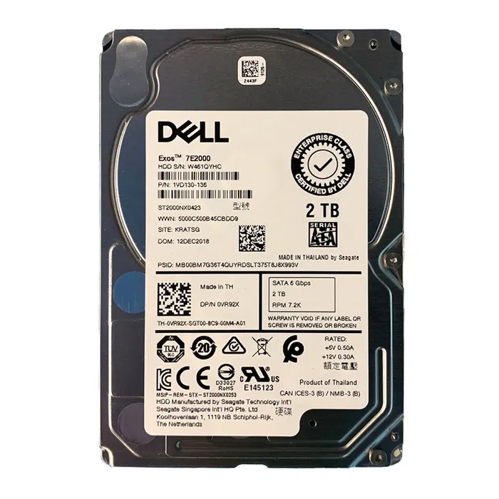 Dell 0VR92X | 2TB 7200RPM SATA 6Gb/s Hot-Pluggable (512n) 2.5-Inch Hard Drive for PowerEdge Server & PowerVault Storage Array Refurbished - Dell refurbished available on Gotodirect