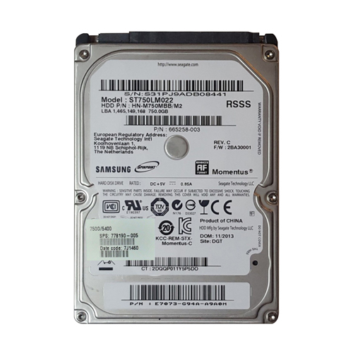 Buy HP 778190-005 | 750GB 5400RPM SATA 3Gb/s 16MB Cache 2.5-Inch Hard Drive Refurbished - $172.16 HP 778190-005 | 750GB 5400RPM SATA 3Gb/s 16MB Cache 2.5-Inch Hard Drive Refurbished - Hewlett-Packard (ou HP en abrégé) refurbished available on Gotodirect