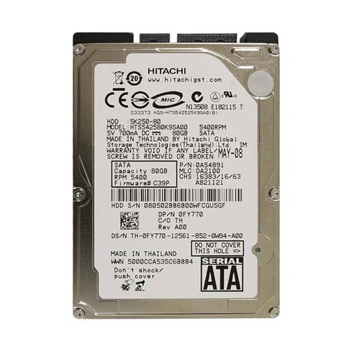 Dell FY770 | 80GB 5400RPM SATA 1.5Gb/s 8MB Cache 2.5-Inch Hard Drive Refurbished - Dell refurbished available on Gotodirect