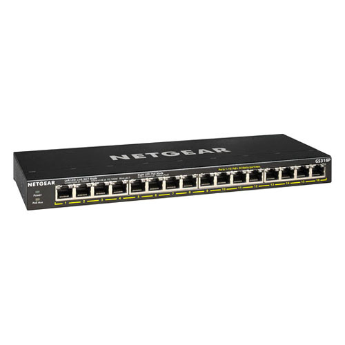 Netgear GS316P-100NAS | 16 x Ports PoE 10/100/1000Base-T Layer 2 Unmanaged Desktop Gigabit Ethernet Network Switch Refurbished - Netgear refurbished available on Gotodirect