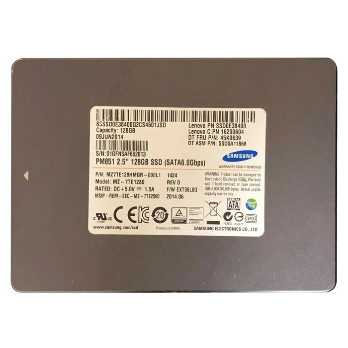 Samsung MZ7TE128HMGR-000L1 | PM851 Series 128GB Multi-Level Cell SATA 6Gb/s 7mm 2.5-Inch Solid State Drive Refurbished - Samsung refurbished available on Gotodirect
