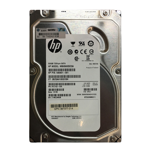 Buy HP 649401-001 | 500GB 7200RPM SATA 3Gb/s NHP LFF 3.5-inch Midline Hard Drive for ProLiant Server Refurbished - $159.84 HP 649401-001 | 500GB 7200RPM SATA 3Gb/s NHP LFF 3.5-inch Midline Hard Drive for ProLiant Server Refurbished - Hewlett-Packard (ou HP en abrégé) refurbished available on Gotodirect