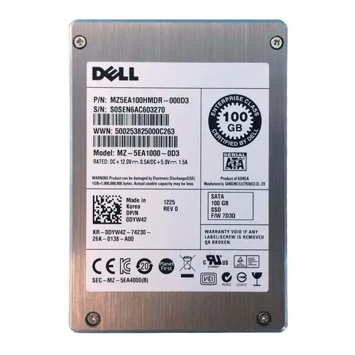 Dell DYW42 | 100GB Multi-Level Cell SATA 3Gb/s Hot-Pluggable 2.5-Inch Solid State Drive for PowerEdge Servers Refurbished - Dell refurbished available on Gotodirect