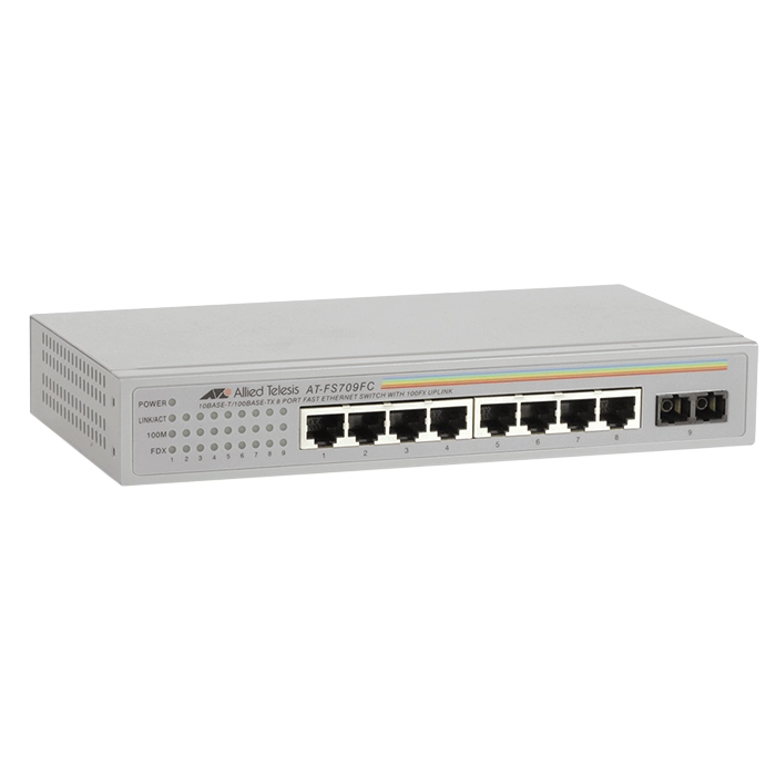 Allied Telesis AT-FS709FC/SC | 10/100TX x 8-Ports Unmanaged Fast Ethernet Switch +1 100FX Refurbished -  refurbished available on Gotodirect