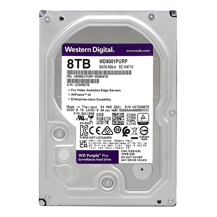 Western Digital WD8001PURP | Purple Pro 8TB 7200RPM SATA 6Gb/s 256MB Cache (RoHS) 3.5-Inch Surveillance Hard Drive Refurbished - Western Digital refurbished available on Gotodirect