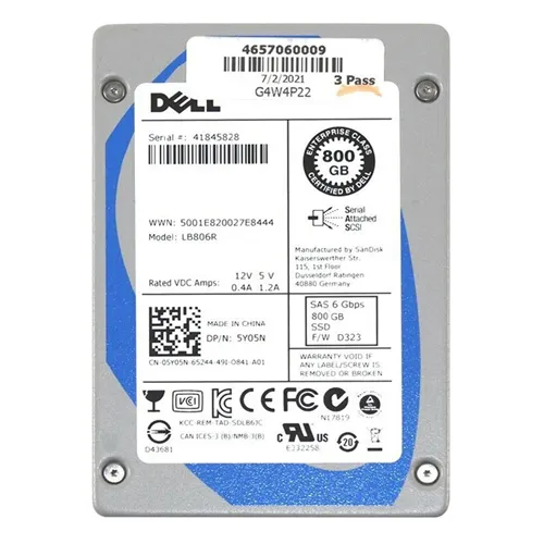 Dell 05Y05N | 800GB Multi-Level Cell SAS 6Gb/s Hot-Pluggable 2.5-Inch Solid State Drive for PowerVault Servers Refurbished - Dell refurbished available on Gotodirect