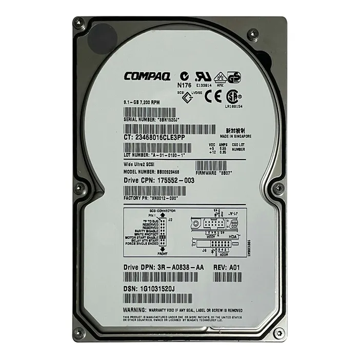 HP 175552-003 | 9.1GB 7200RPM Ultra2 SCSI Hot Swappable 68-Pin 4MB Cache 3.5-Inch Hard Drive Refurbished - Hewlett-Packard (ou HP en abrégé) refurbished available on Gotodirect