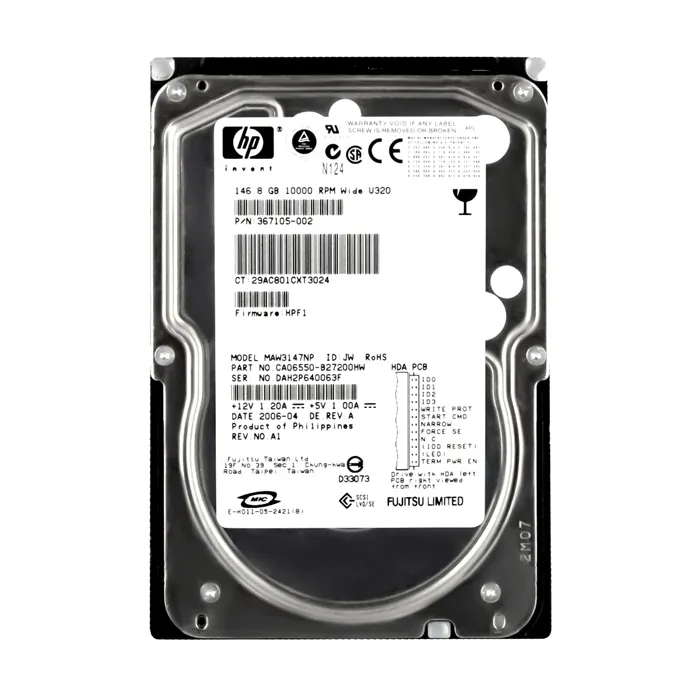 HP 367105-002 | 146GB 10000RPM Ultra320 SCSI 8MB Cache LVD 68-Pin 3.5-inch Hard Drive Refurbished - Hewlett-Packard (ou HP en abrégé) refurbished available on Gotodirect