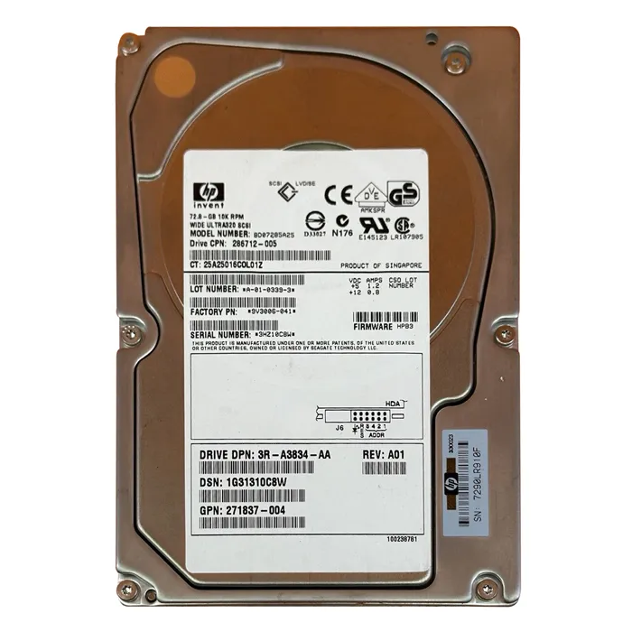 HP 286712-005 | 72.8GB 10000RPM Ultra-320 SCSI Hot-Pluggable (LVD) 80-Pin 3.5-Inch Hard Drive Refurbished - Hewlett-Packard (ou HP en abrégé) refurbished available on Gotodirect