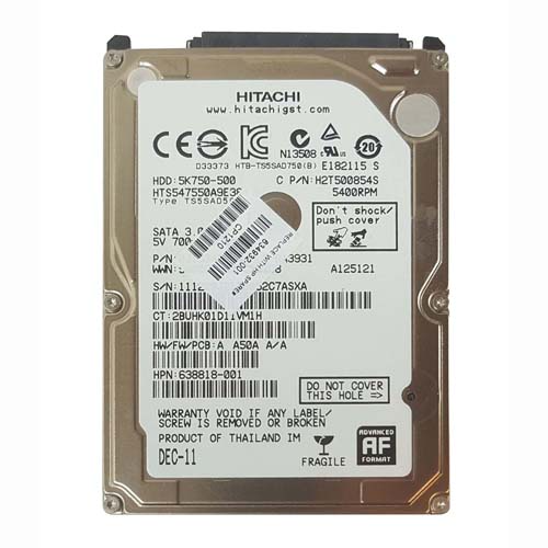 HP 638818-001 | 500GB 5400RPM SATA 3Gb/s 8MB Cache 2.5-inch Hard Drive Refurbished - Hewlett-Packard (ou HP en abrégé) refurbished available on Gotodirect