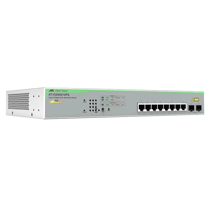 Allied Telesis AT-IGS950/10PS-910 | 8-Ports Gigabit Ethernet RJ-45 with 2x GbE SFP Expansion Slot Web Smart Switch Refurbished -  refurbished available on Gotodirect