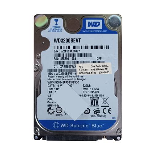 Buy HP 538404-001 | 320GB 5400RPM SATA 3Gb/s 8MB Cache 2.5-inch Hard Drive Refurbished - $135.00 HP 538404-001 | 320GB 5400RPM SATA 3Gb/s 8MB Cache 2.5-inch Hard Drive Refurbished - Hewlett-Packard (ou HP en abrégé) refurbished available on Gotodirect