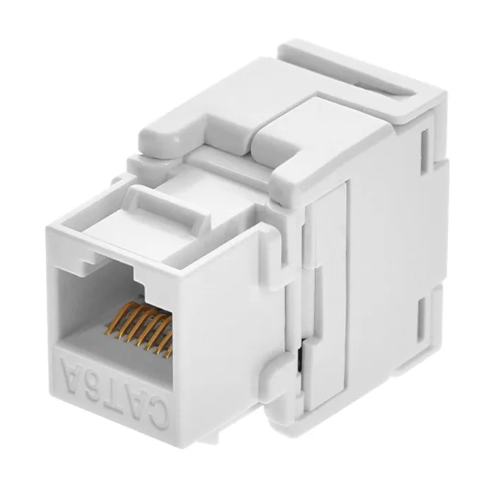 Monoprice 15664 | Cat6A RJ45 Toolless 180-Degree Keystone Jack for 22-24AWG Solid Wire White Refurbished -  refurbished available on Gotodirect