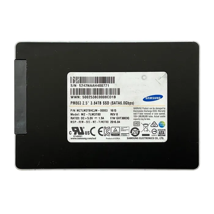 Samsung MZ7LM3T8HCJM | Enterprise PM863 Series 3.84TB Multi-Level Cell SATA 6Gb/s Read-Intensive 2.5-Inch Solid State Drive Refurbished - Samsung refurbished available on Gotodirect