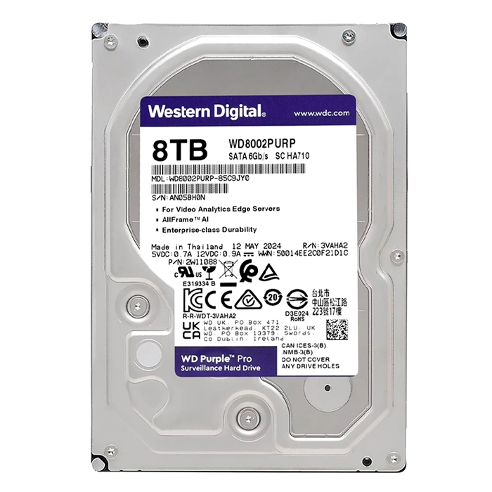 Western Digital WD8002PURP | Purple Pro Air 8TB 3.5-inch 6GB/s SATA 7200RPM 256MB Cache Surveillance Hard Drive Refurbished - Western Digital refurbished available on Gotodirect