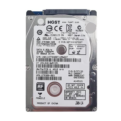 Buy HP 678308-003 | 320GB 7200RPM SATA 6Gb/s 32MB Cache 2.5-inch Hard Drive Refurbished - $144.02 HP 678308-003 | 320GB 7200RPM SATA 6Gb/s 32MB Cache 2.5-inch Hard Drive Refurbished - Hewlett-Packard (ou HP en abrégé) refurbished available on Gotodirect
