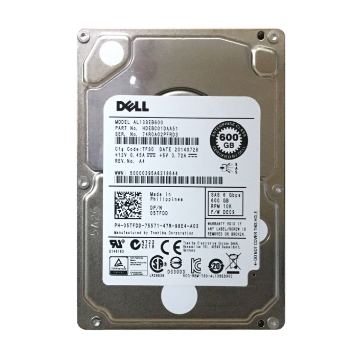 Dell 05TFDD | 600GB 10000RPM SAS 6Gb/s Hot-Pluggable Dual Port (512n) 2.5-Inch Hard Drive for PowerEdge Server & PowerVault Storage Array Refurbished - Dell refurbished available on Gotodirect