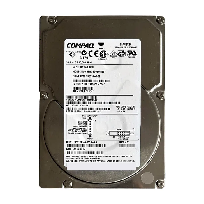 HP BD036645533 | 36GB 10000RPM Ultra 160 SCSI 3.5-Inch 16MB Cache Hot Swap Hard Drive Refurbished - Hewlett-Packard (ou HP en abrégé) refurbished available on Gotodirect