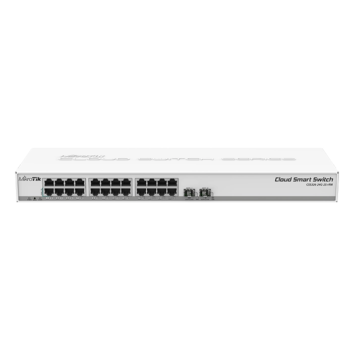 Mikrotik CSS326-24G-2S+RM | SwOS Powered 24x Gigabit Ethernet with 2x SFP+ Ports 1U Rackmount Switch Refurbished - MikroTik refurbished available on Gotodirect